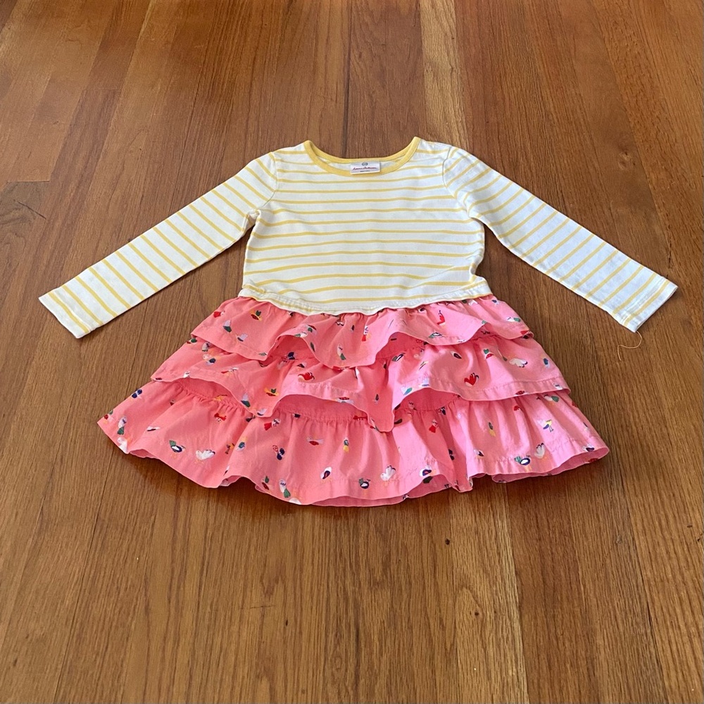 Hanna Andersson Striped Ruffle Bird Dress